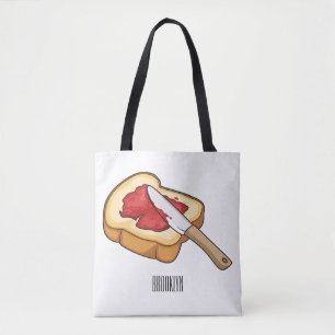 Bread & jam cartoon illustration  tote bag