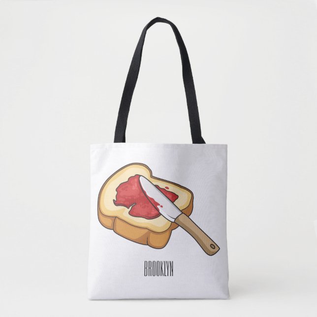 Bread & jam cartoon illustration  tote bag (Front)