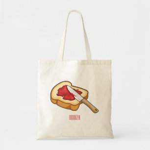 Bread & jam cartoon illustration tote bag