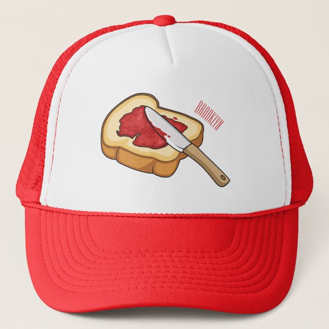 Bread & jam cartoon illustration trucker hat (Front)