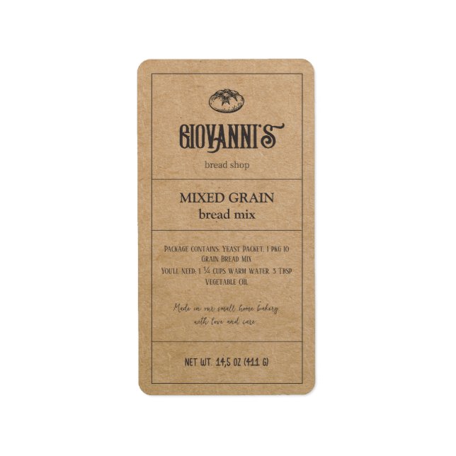 Bread Label Brown Kraft Paper Bakery (Front)
