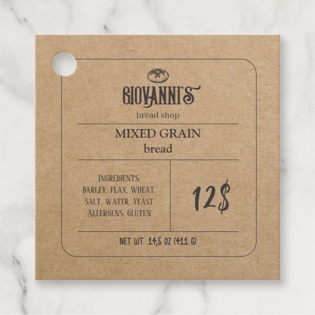 Bread Label Brown Kraft Paper Bakery (Front)