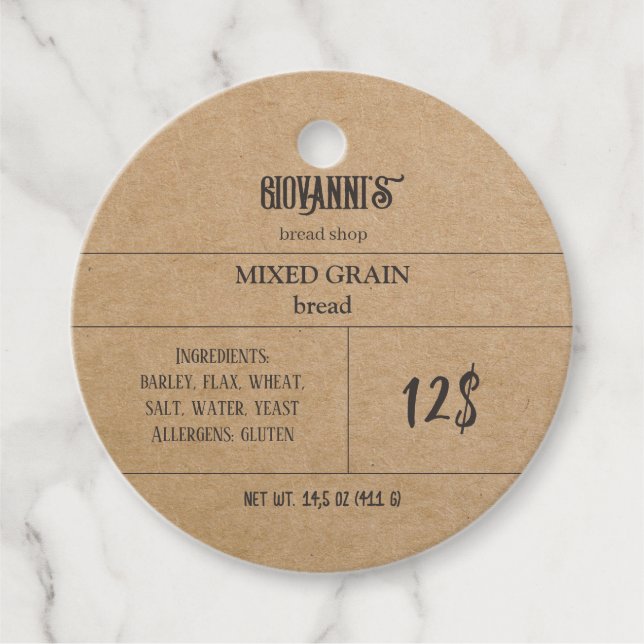 Bread Label Brown Kraft Paper Bakery (Front)