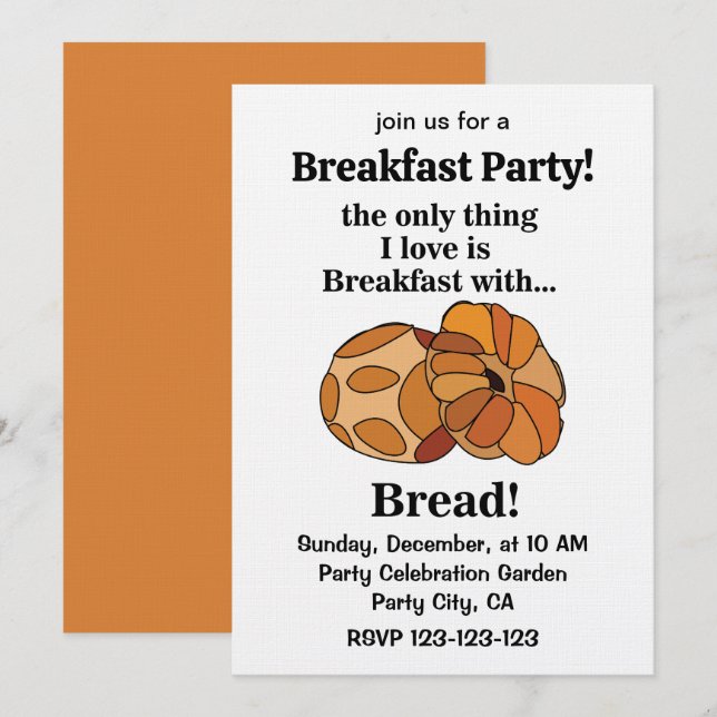 Bread Loaf Breakfast Party Invitation (Front/Back)