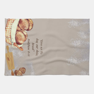 Bread Making Large All Over Print Apron  Tea Towel