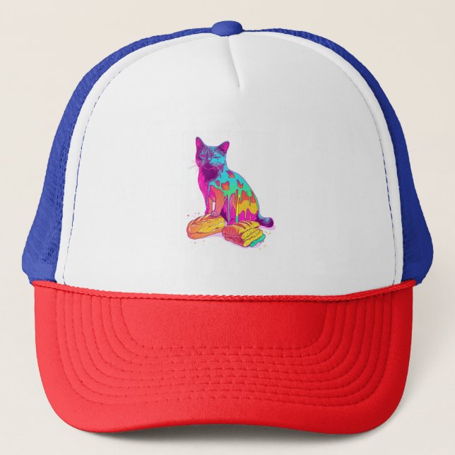 Bread Meowphosis – Glitchy Funny Cat Meme Trucker Hat (Front)