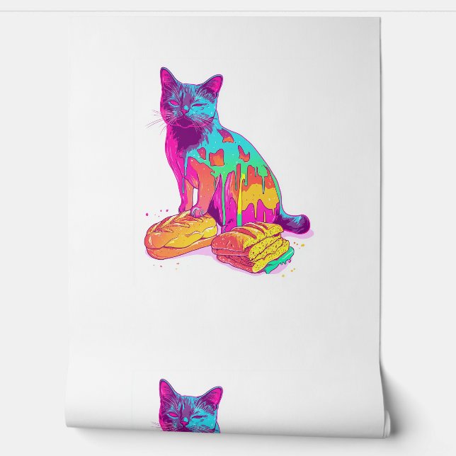 Bread Meowphosis – Glitchy Funny Cat Meme Wallpaper (Unrolling)