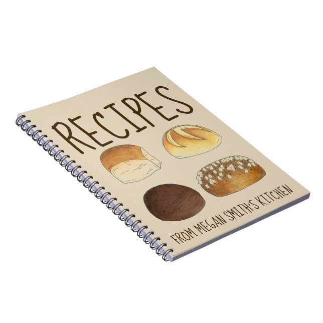 Bread Rolls Recipes Personalised Cooking Kitchen Notebook (Right Side)