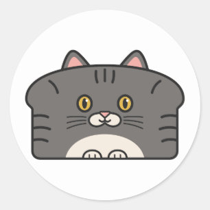 Bread-Shaped Grey Tabby Cat Art Classic Round Sticker