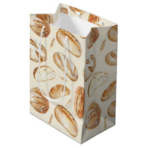 Bread Tan Brown Cream Food Medium Gift Bag