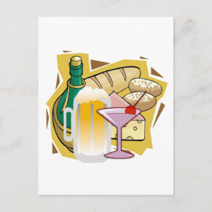 bread wine party postcard