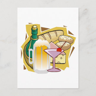 bread wine party postcard