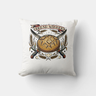 Bread Winner Sourdough Tattoo Flash Funny Baker Cushion