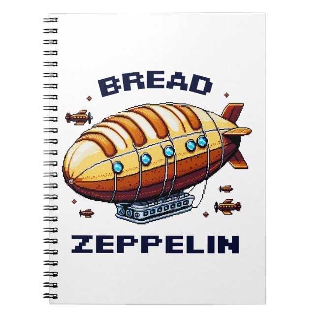 Bread Zeppelin - Pixel Art Airship Retro Design Notebook (Front)