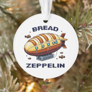 Bread Zeppelin - Pixel Art Airship Retro Design Ornament