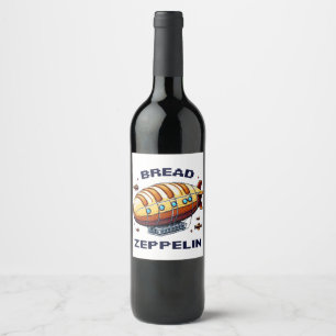 Bread Zeppelin - Pixel Art Airship Retro Design Wine Label