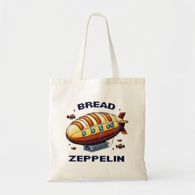 Bread Zeppelin Retro 8Bit Pixel Art Airship Design Tote Bag (Front)