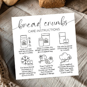 Breadcrumbs Care Guide Minimal Logo Bread Bakery Square Business Card