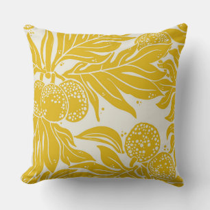 Breadfruit Pattern mustard yellow cream Cushion