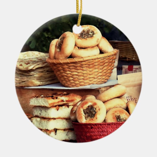 Breads at Farmer's Market Ceramic Ornament (Front)