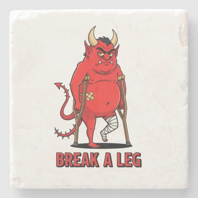 Break a Leg Devil Stone Coaster (Front)