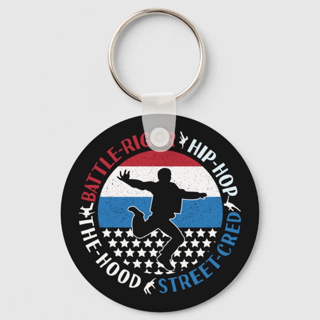 Break Dance Breakdancing Hip-Hop Boy Key Ring (Front)