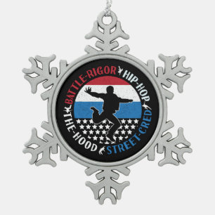 Break Dance Breakdancing Hip-Hop Boy Snowflake Pewter Christmas Ornament