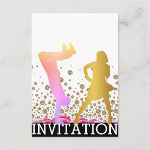 Break Dance School Dico Hip Hop Vip Rose Ombre Invitation