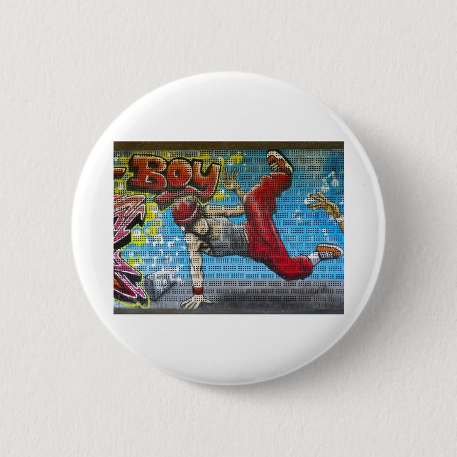 Break dancer graffiti ! 6 cm round badge (Front)