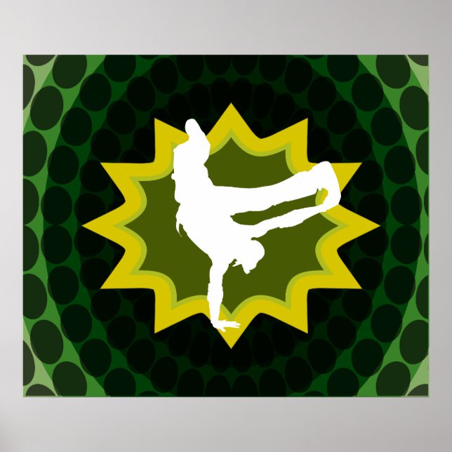 Break Dancer With Groovy Retro Background Poster (Front)