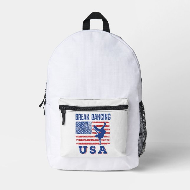 Break Dancing USA Printed Backpack (Front)