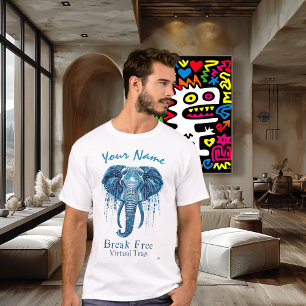 Break Free - Virtual Trap   Cyberpunk Elephant Art T-Shirt