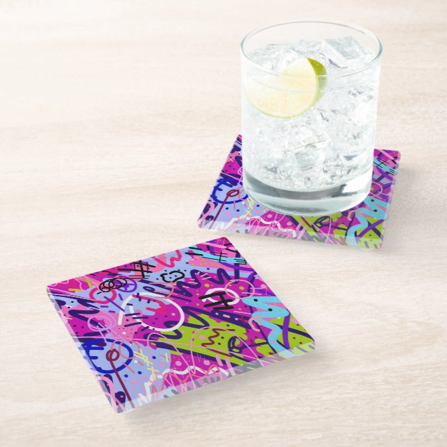 Break Out Star: Abstract Art  Glass Coaster (Angled)