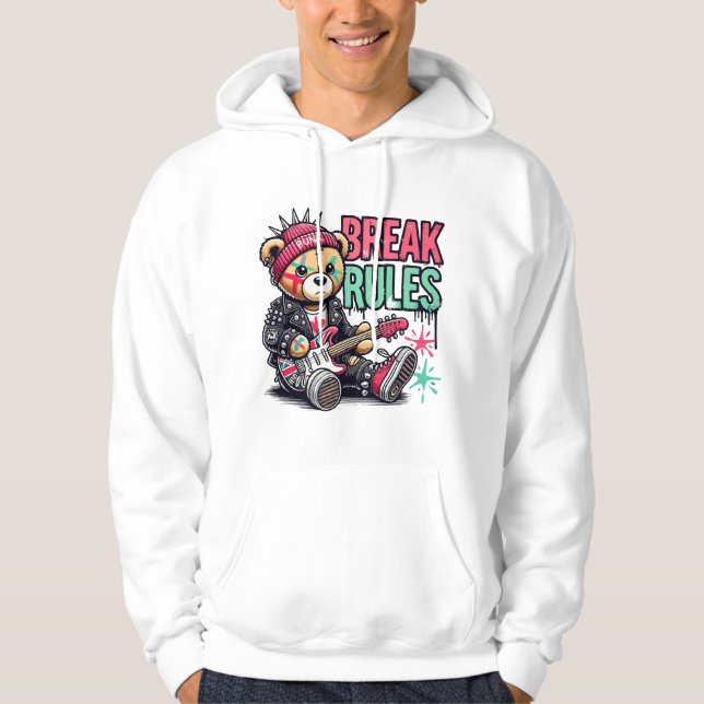 Break Rules Teddy Bear Hoodie (Front)