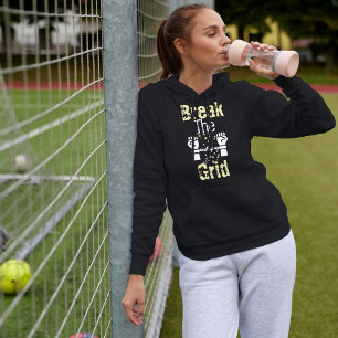 Break The Grid Modern Cat Typography Minimalist Hoodie