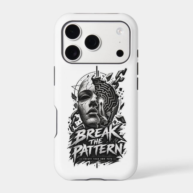 Break The Pattern Monochrome Graphic Phone Case |  (Back)