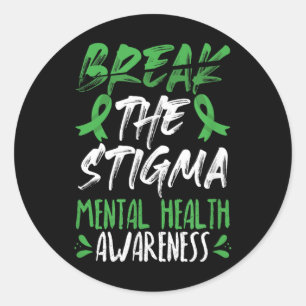Break The Stigma Green Mental Health Awareness  Classic Round Sticker