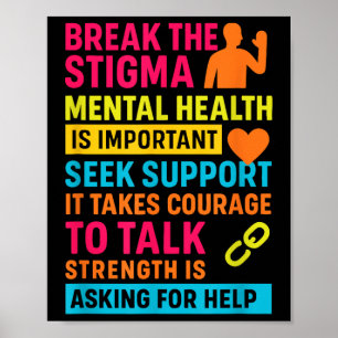 Break The Stigma Mental Health Support Awareness Poster