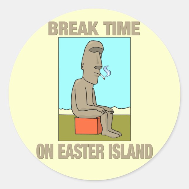 Break time on Easter Island Classic Round Sticker (Front)