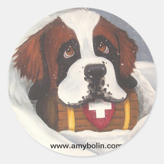 Break Time Saint Bernards, Dog, St. Bernard Classic Round Sticker (Front)