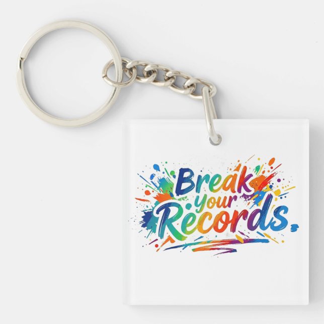 Break Your Records T-Shirt Key Ring (Front)