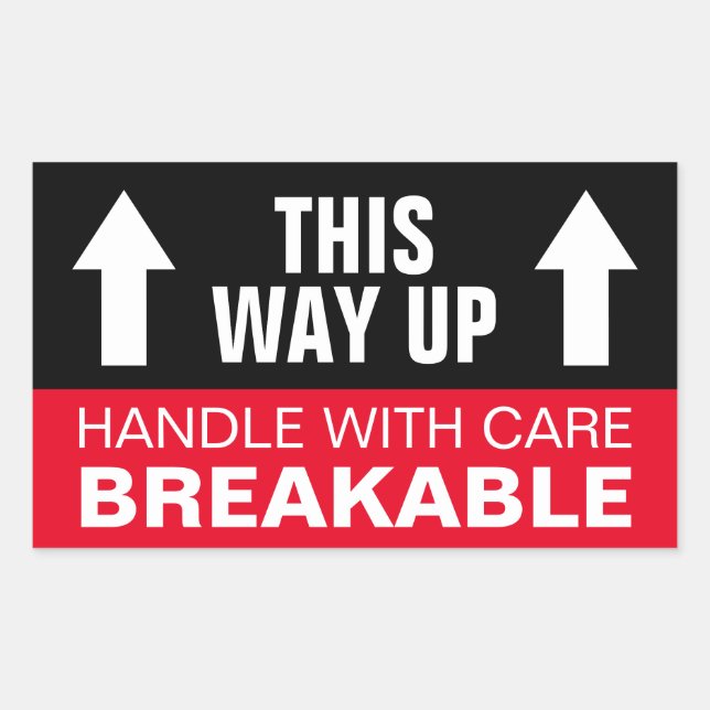 Breakable Handle with care This way up moving Rectangular Sticker (Front)