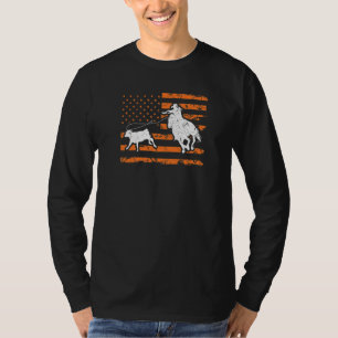 Breakaway Roping Cowgirl American Flag Rodeo Calf T-Shirt