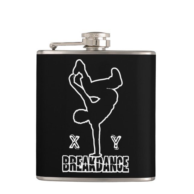 Breakdance custom monogram flask (Front)