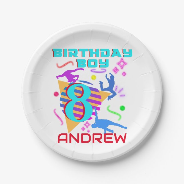 Breakdance Hip Hop Dance Birthday Boy Matching Paper Plate (Front)