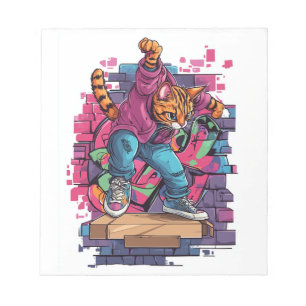 Breakdance Meow � Urban Graffiti Cat Dance Notepad