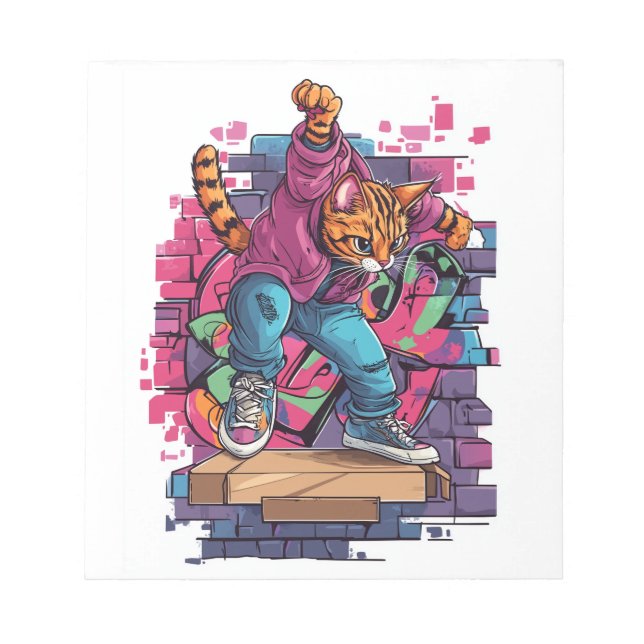 Breakdance Meow � Urban Graffiti Cat Dance Notepad (Front)