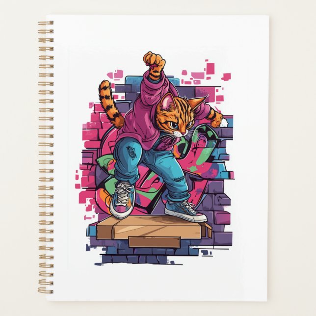 Breakdance Meow � Urban Graffiti Cat Dance Planner (Front)