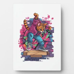 Breakdance Meow � Urban Graffiti Cat Dance Plaque