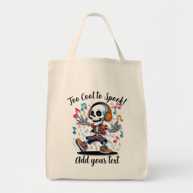 Breakdance Skeleton – Large Halloween Tote Bag (Front)